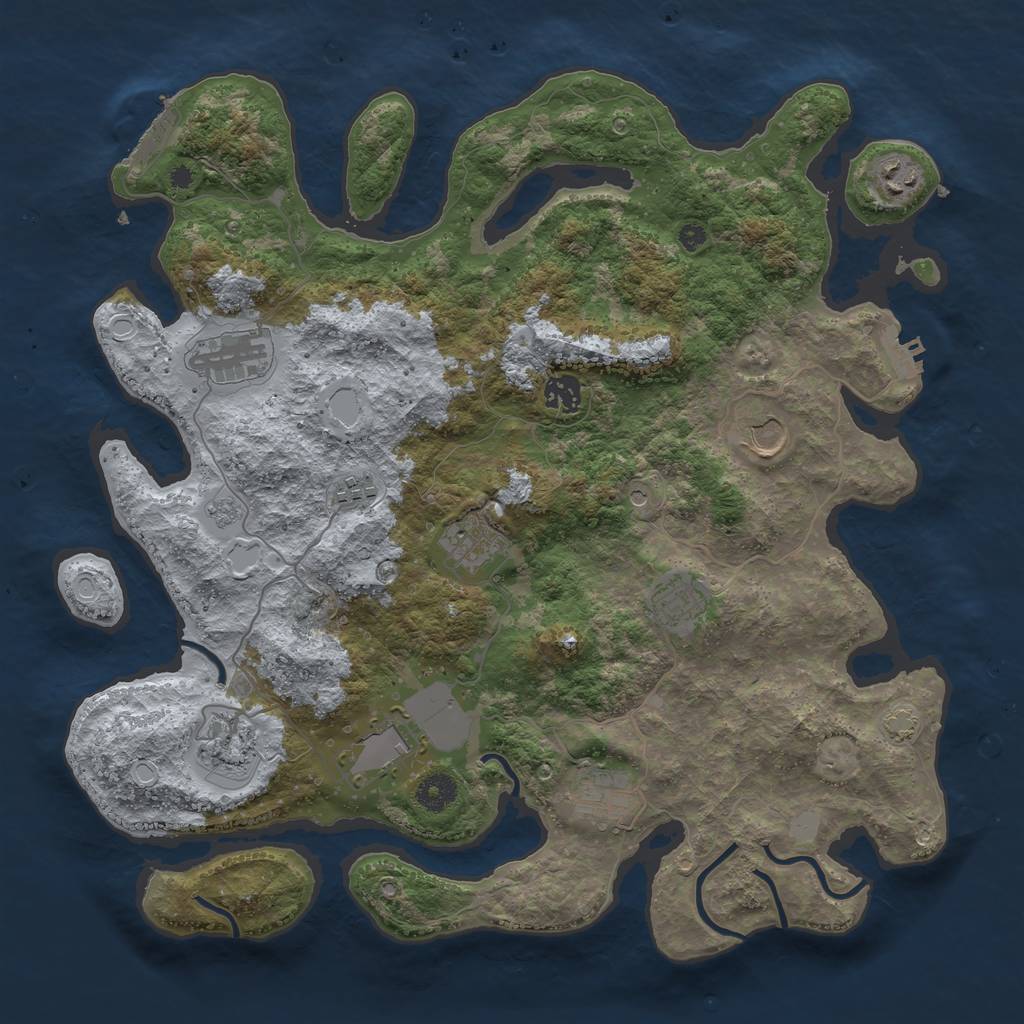 Rust Map: Procedural Map, Size: 3950, Seed: 23962393, 18 Monuments