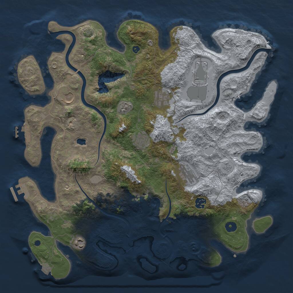 Rust Map: Procedural Map, Size: 4000, Seed: 644539, 14 Monuments