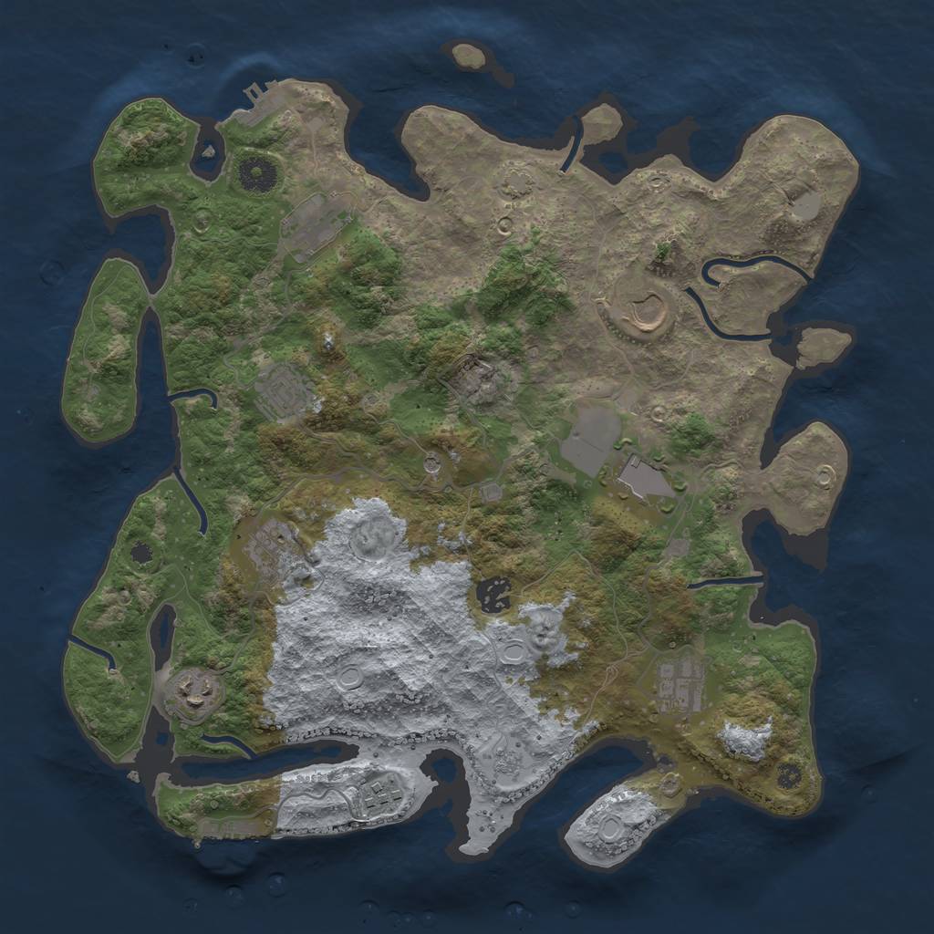 Rust Map: Procedural Map, Size: 3750, Seed: 3524856, 17 Monuments