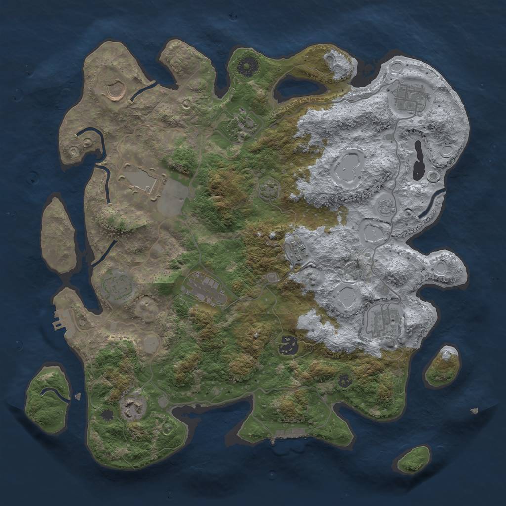 Rust Map: Procedural Map, Size: 3700, Seed: 520175581, 17 Monuments