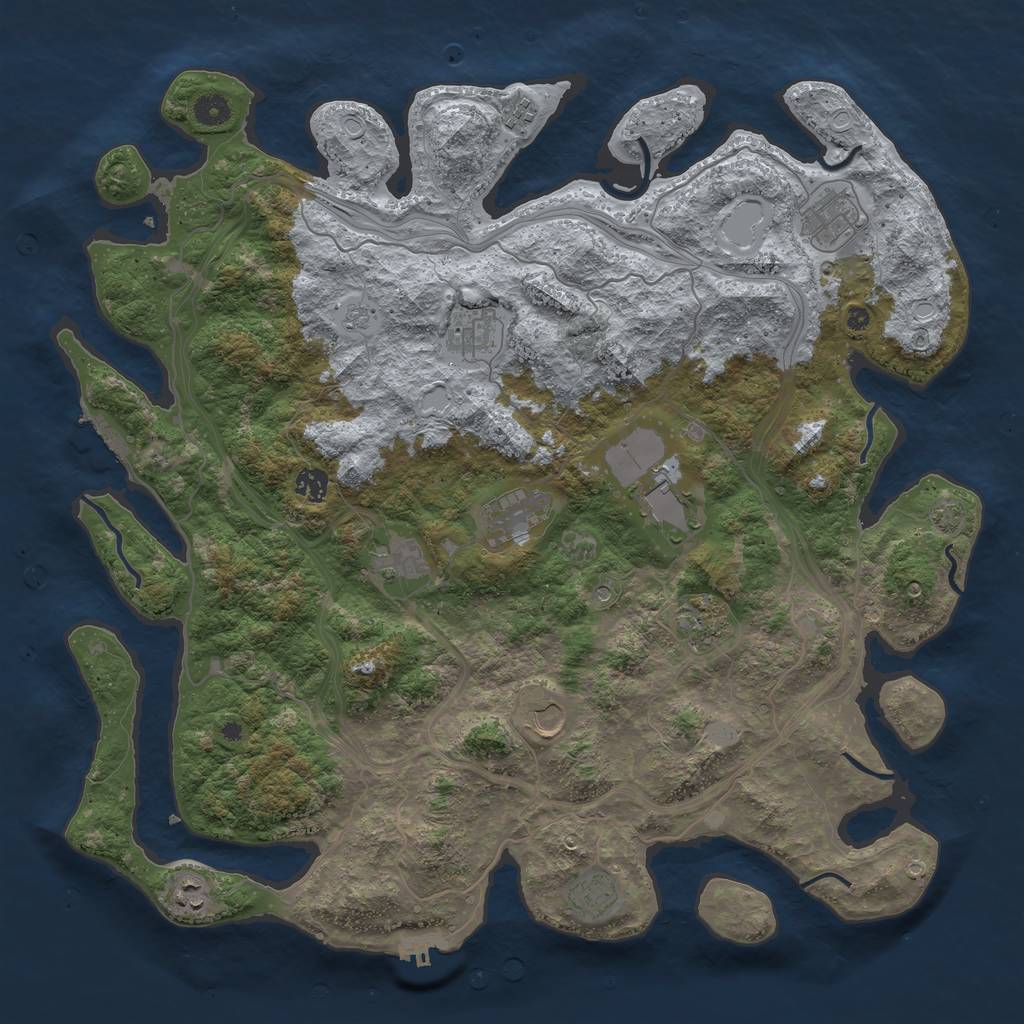 Rust Map: Procedural Map, Size: 4500, Seed: 512784449, 19 Monuments