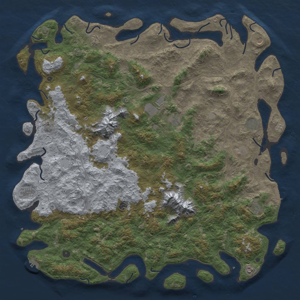 Rust Map: Procedural Map, Size: 6000, Seed: 19740516, 19 Monuments