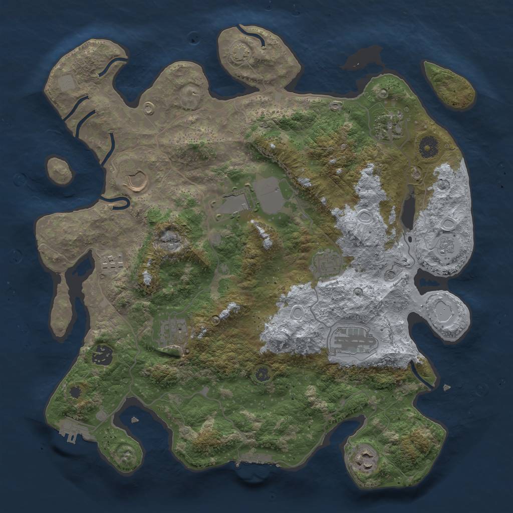 Rust Map: Procedural Map, Size: 3700, Seed: 1832478250, 17 Monuments