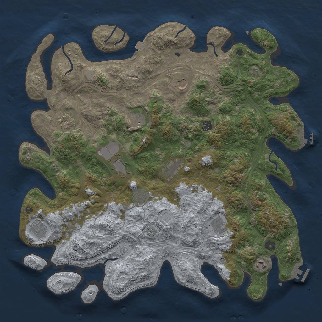 Rust Map: Procedural Map, Size: 4500, Seed: 46277945, 19 Monuments