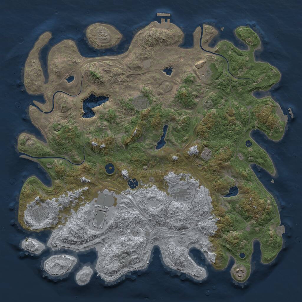 Rust Map: Procedural Map, Size: 4500, Seed: 46277945, 14 Monuments