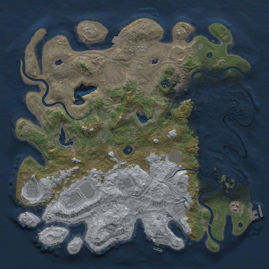 Rust Map: Procedural Map, Size: 4500, Seed: 46277945, 17 Monuments