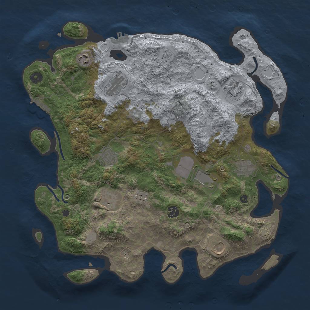 Rust Map: Procedural Map, Size: 3850, Seed: 34134123, 18 Monuments