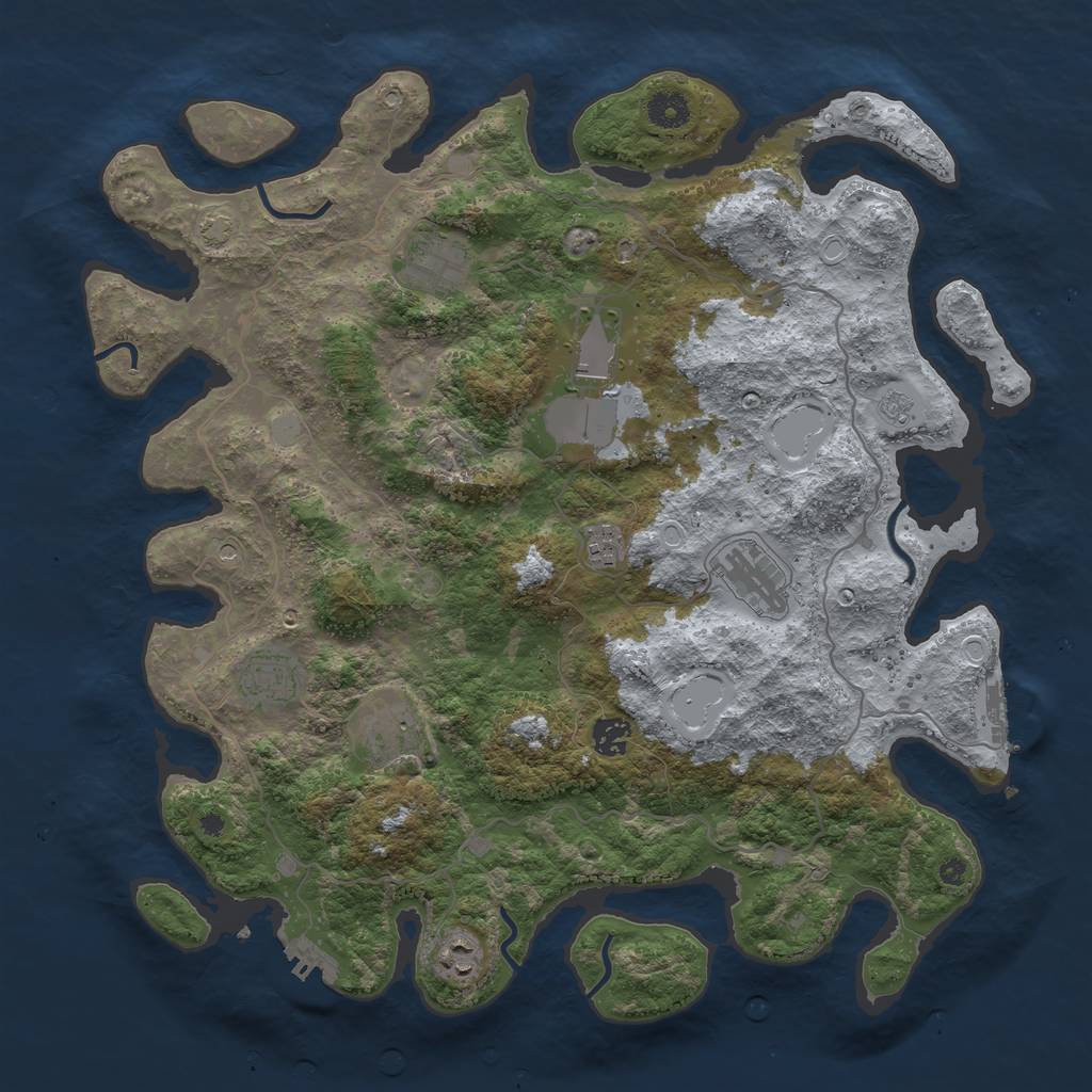 Rust Map: Procedural Map, Size: 4100, Seed: 76075562, 16 Monuments