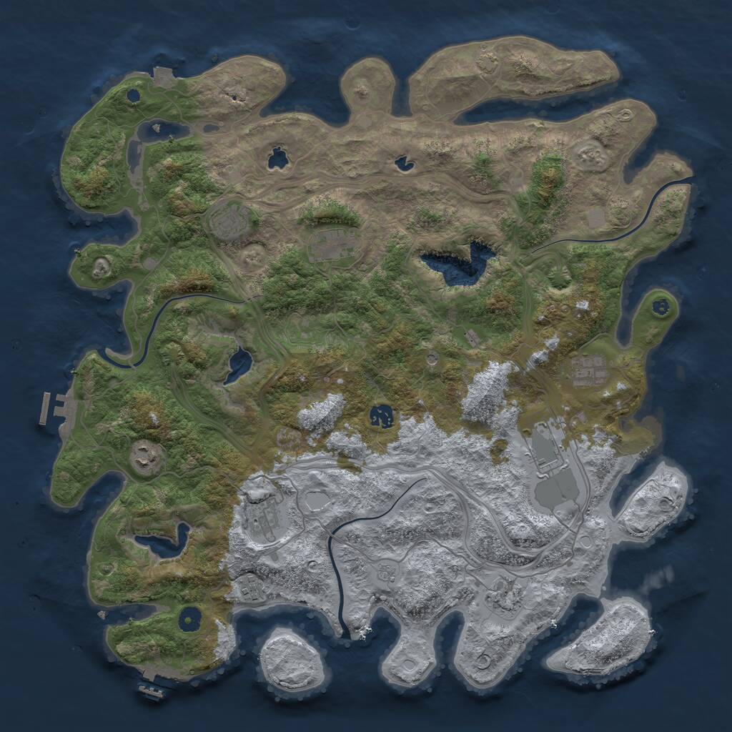 Rust Map: Procedural Map, Size: 4500, Seed: 1261051161, 15 Monuments