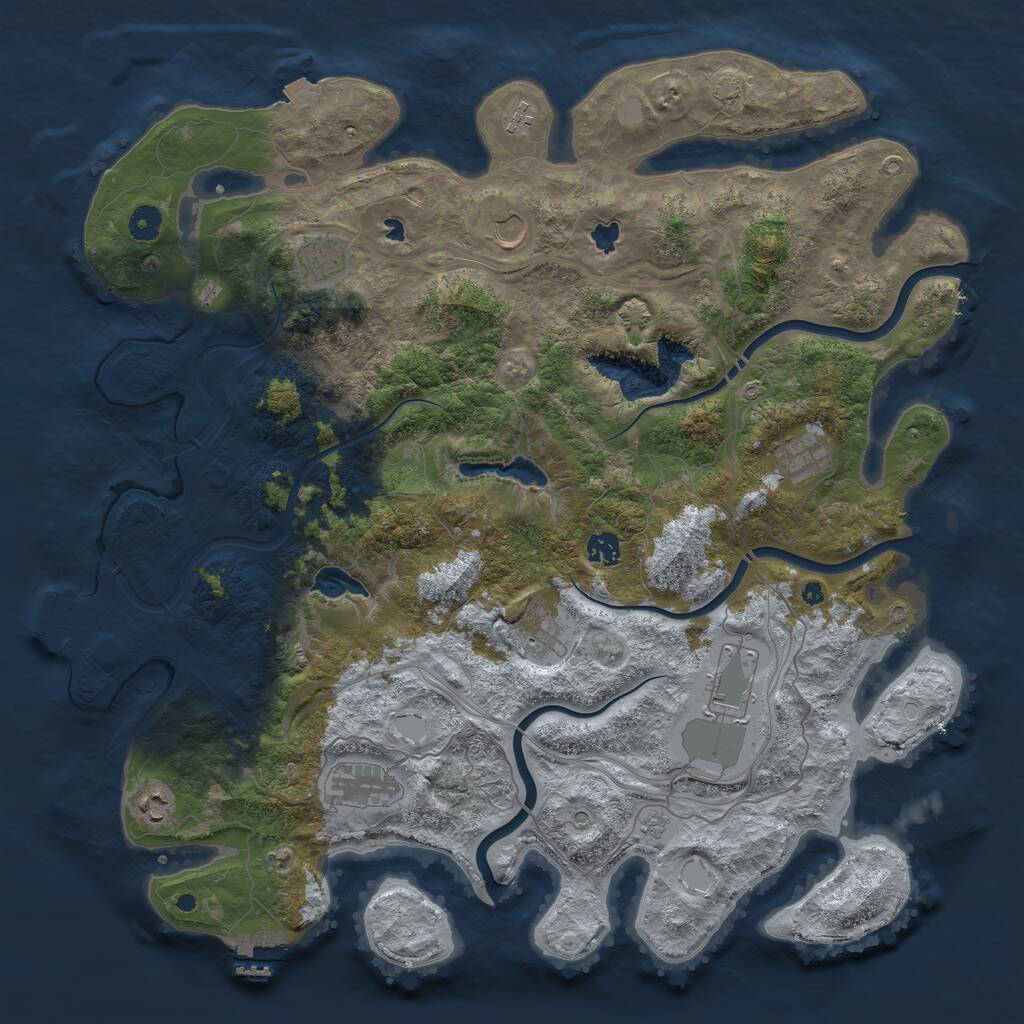 Rust Map: Procedural Map, Size: 4500, Seed: 1261051161, 15 Monuments