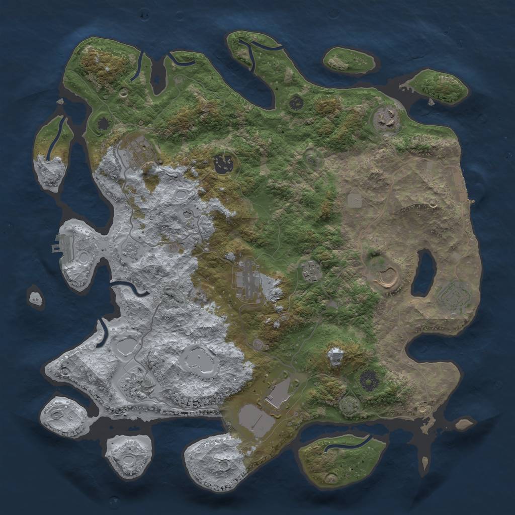 Rust Map: Procedural Map, Size: 3800, Seed: 51592647, 17 Monuments