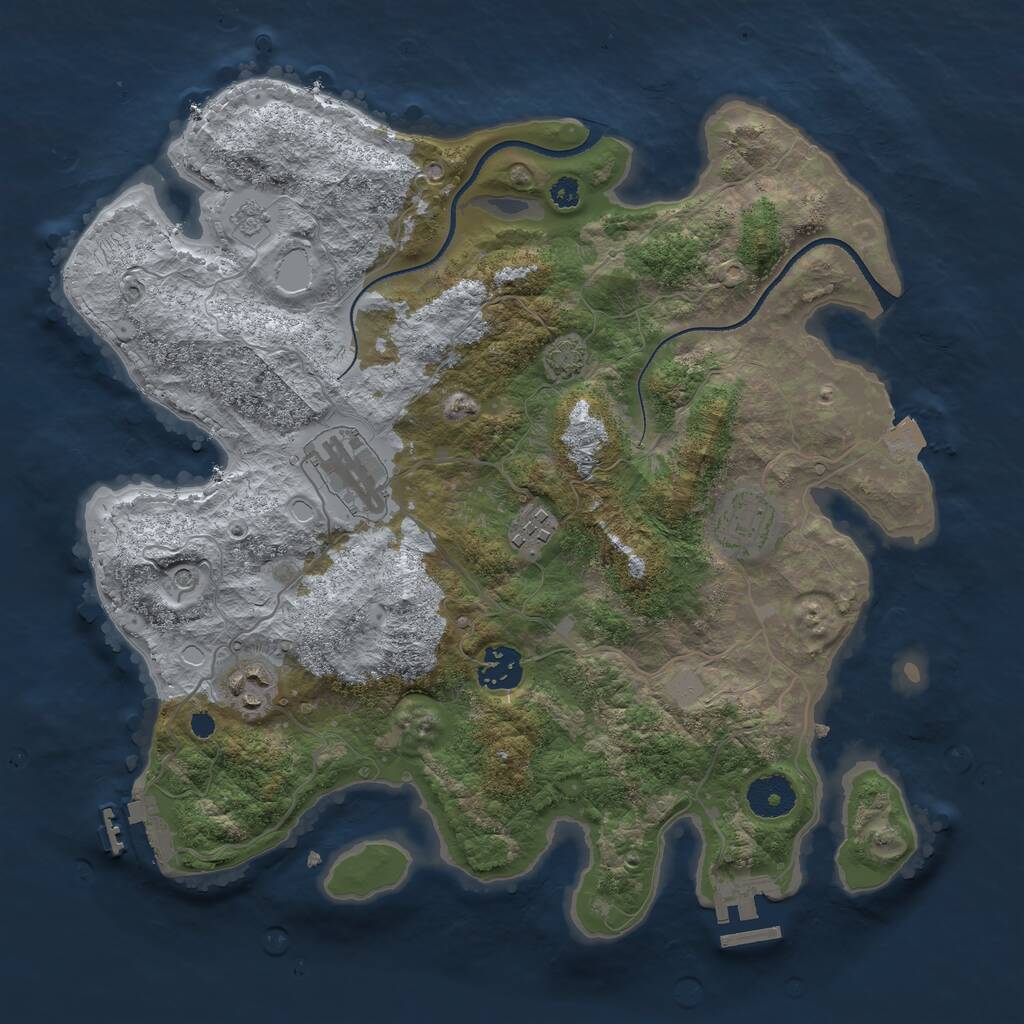 Rust Map: Procedural Map, Size: 3400, Seed: 81597693, 11 Monuments