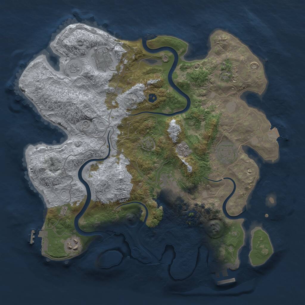 Rust Map: Procedural Map, Size: 3400, Seed: 81597693, 12 Monuments