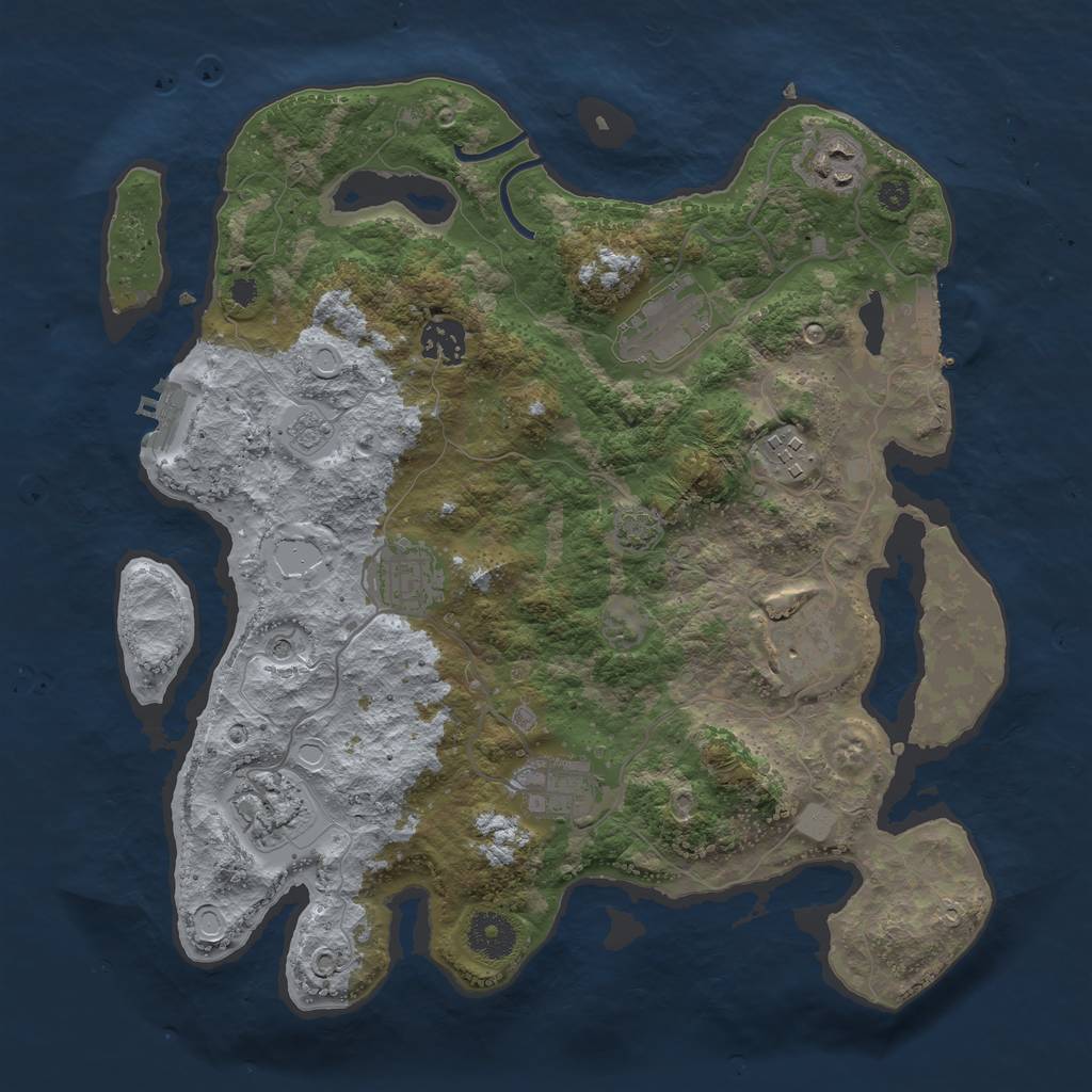 Rust Map: Procedural Map, Size: 3450, Seed: 18959110, 16 Monuments