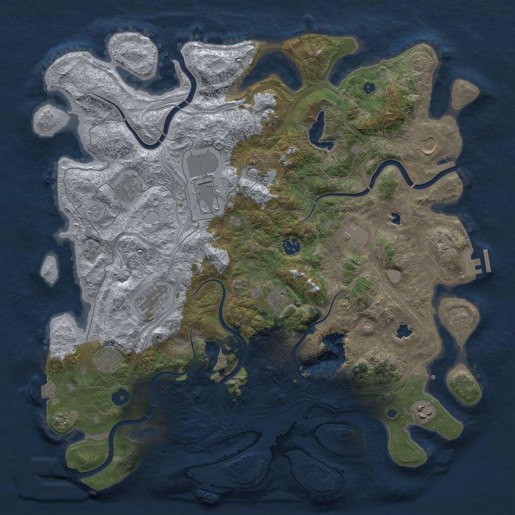 Rust Map: Procedural Map, Size: 4500, Seed: 1333571650, 17 Monuments