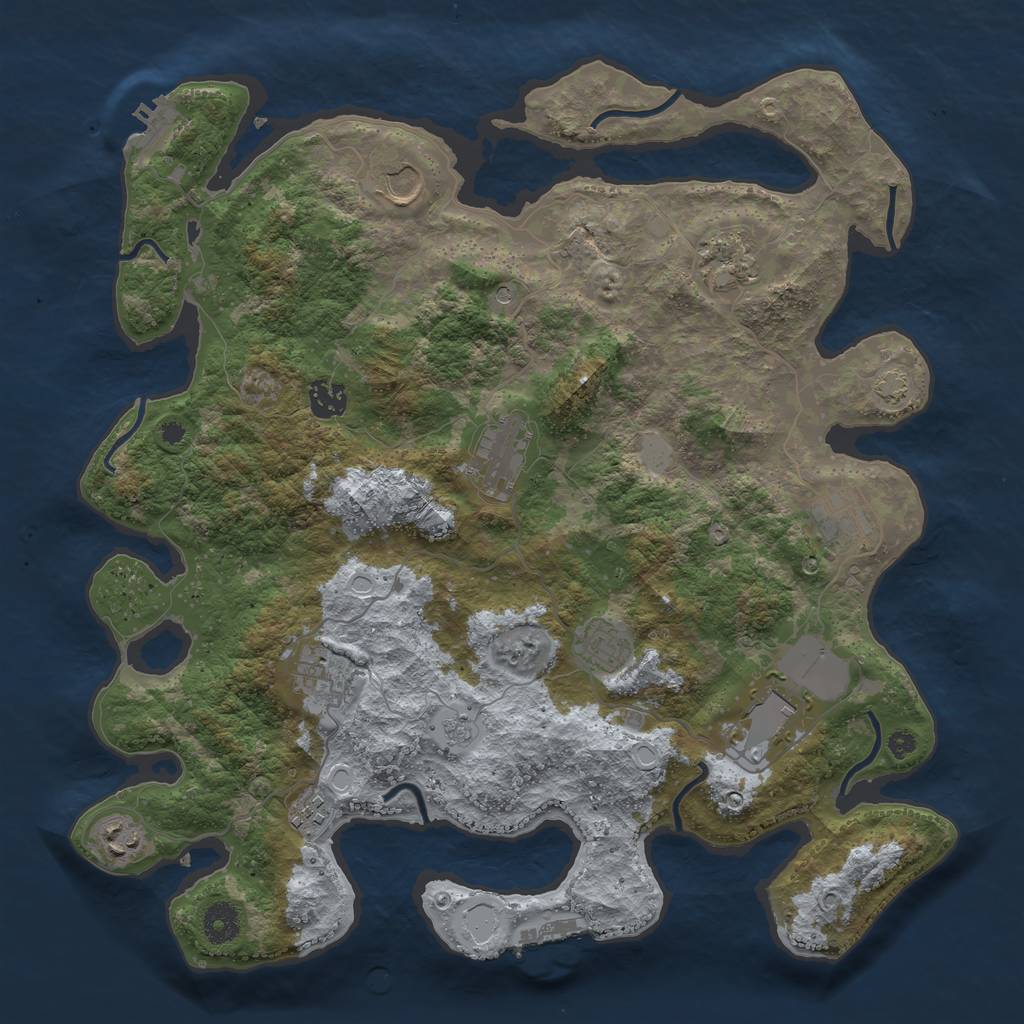 Rust Map: Procedural Map, Size: 3900, Seed: 38412804, 18 Monuments