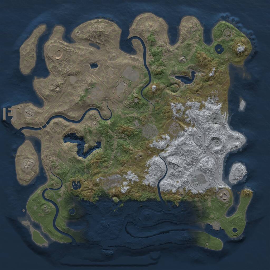 Rust Map: Procedural Map, Size: 4400, Seed: 74372035, 17 Monuments