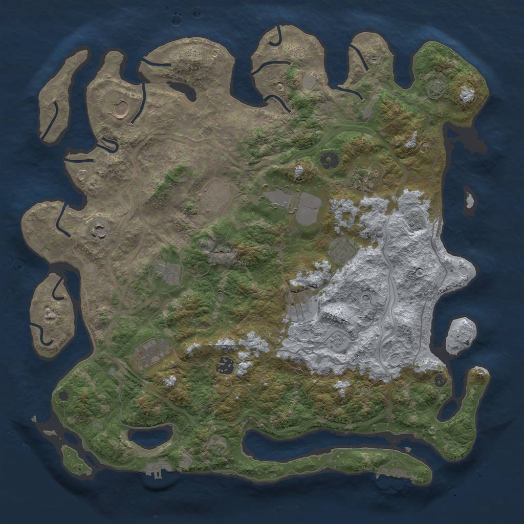 Rust Map: Procedural Map, Size: 4400, Seed: 74372035, 19 Monuments