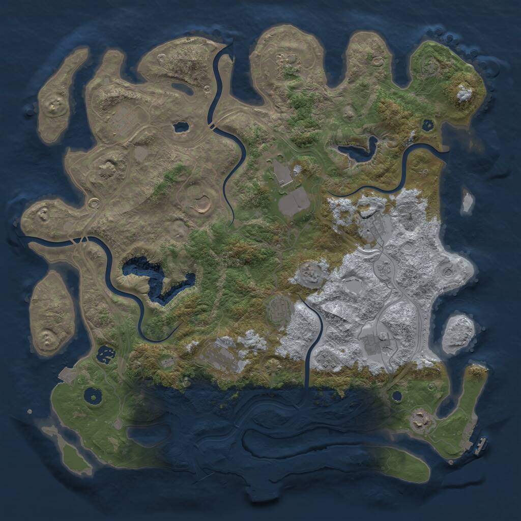 Rust Map: Procedural Map, Size: 4400, Seed: 74372035, 17 Monuments
