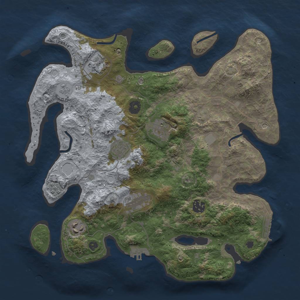 Rust Map: Procedural Map, Size: 3450, Seed: 35261750, 15 Monuments