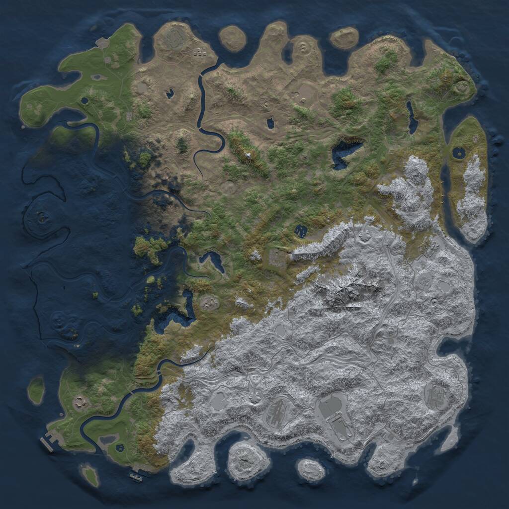 Rust Map: Procedural Map, Size: 6000, Seed: 13342024, 17 Monuments