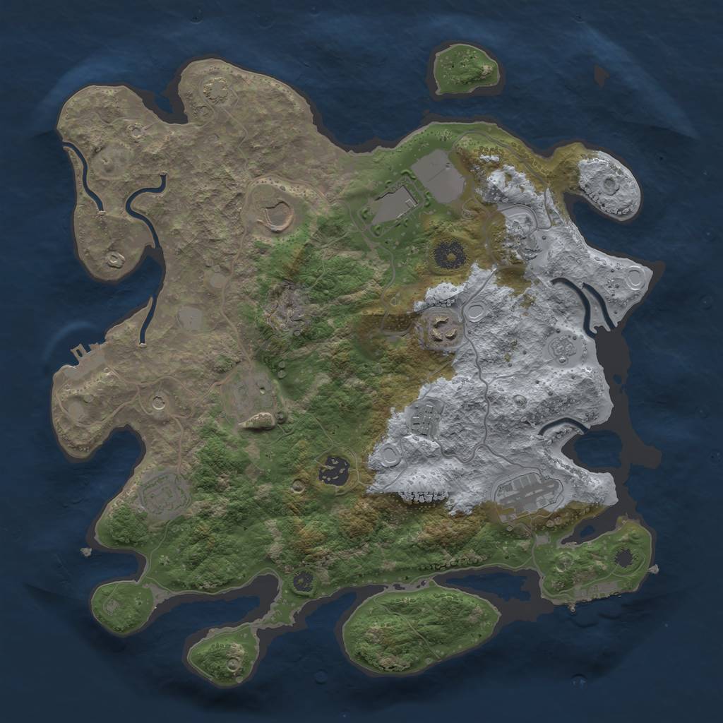 Rust Map: Procedural Map, Size: 3550, Seed: 2015040370, 17 Monuments