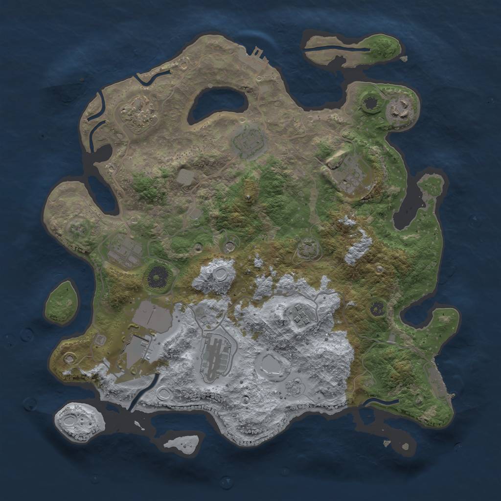 Rust Map: Procedural Map, Size: 3500, Seed: 72545, 16 Monuments