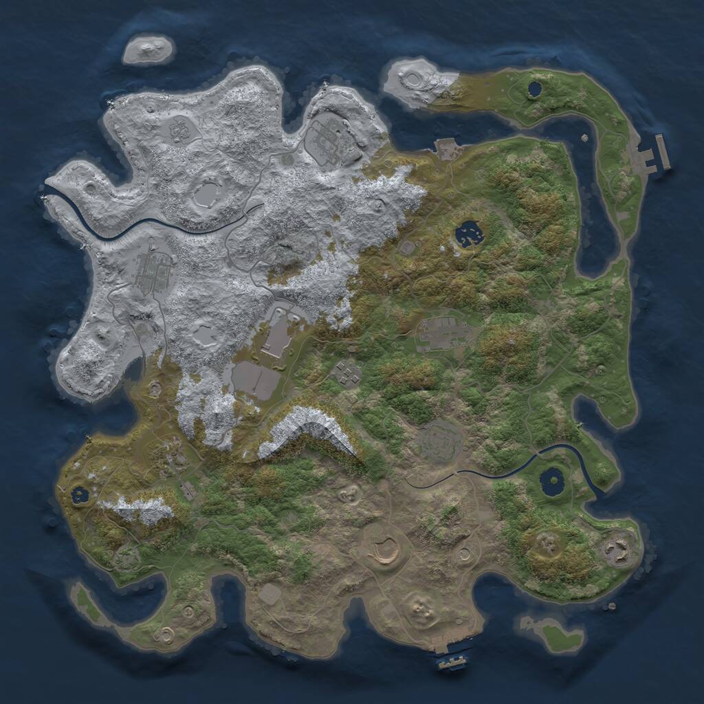 Rust Map: Procedural Map, Size: 3999, Seed: 1065, 16 Monuments