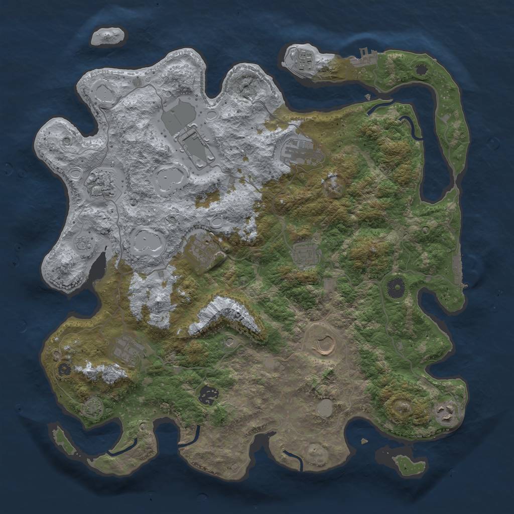 Rust Map: Procedural Map, Size: 3999, Seed: 1065, 18 Monuments