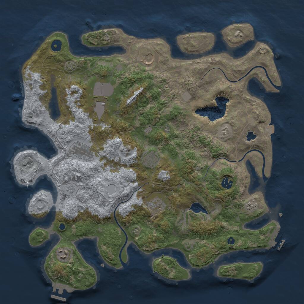 Rust Map: Procedural Map, Size: 4050, Seed: 1445231537, 14 Monuments