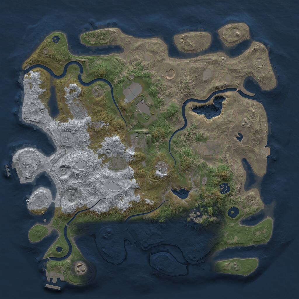 Rust Map: Procedural Map, Size: 4050, Seed: 1445231537, 15 Monuments