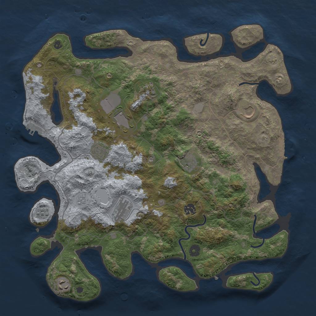 Rust Map: Procedural Map, Size: 4050, Seed: 1445231537, 17 Monuments