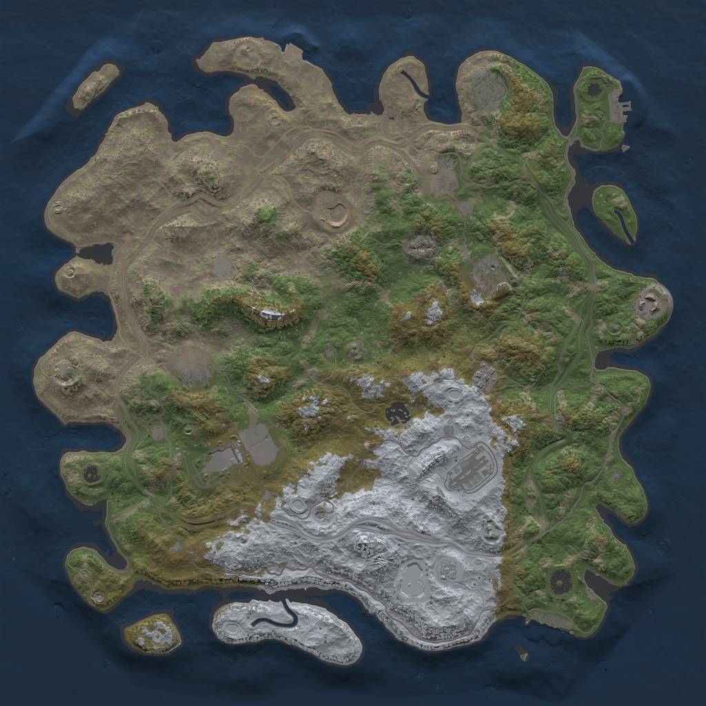 Rust Map: Procedural Map, Size: 4500, Seed: 33233563, 18 Monuments