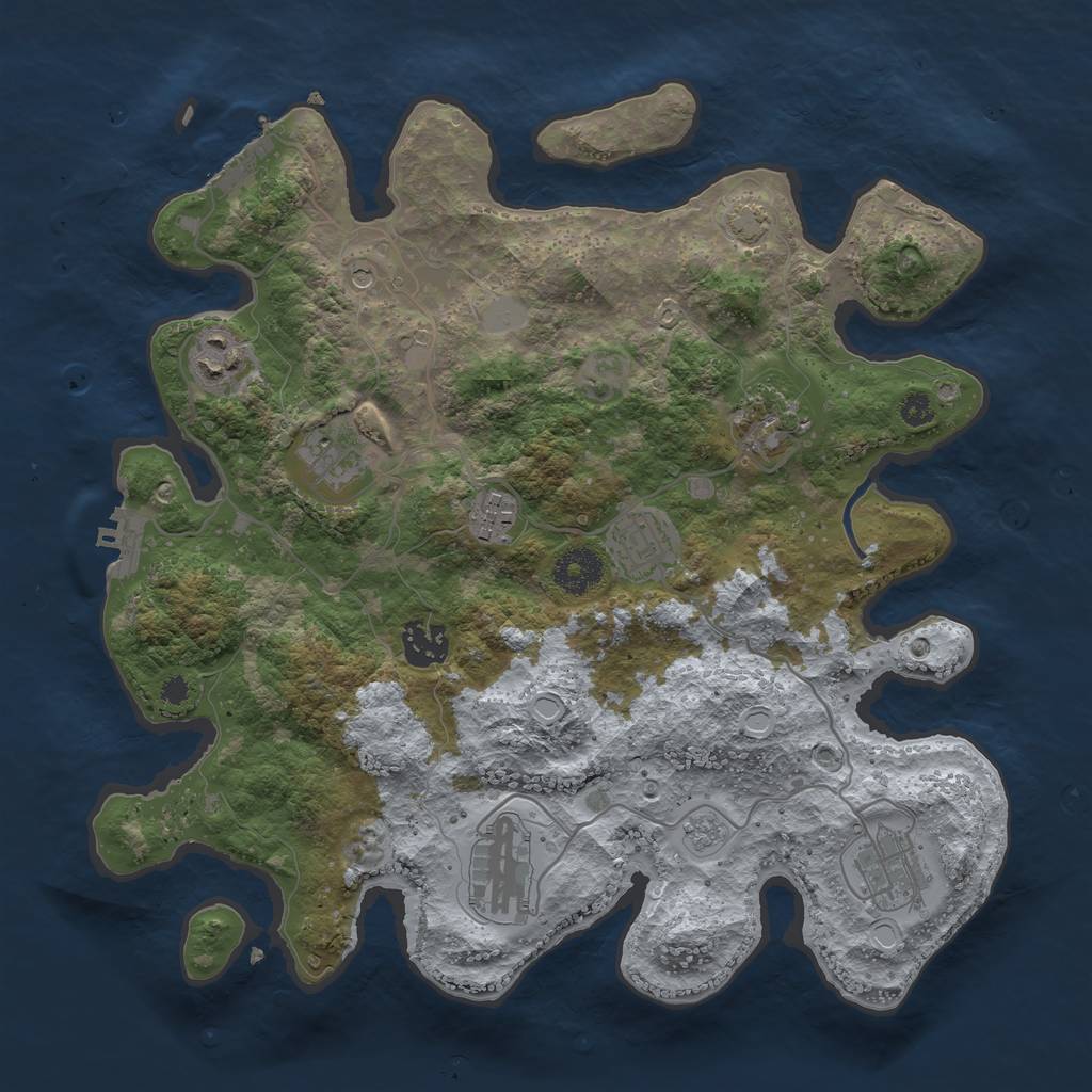 Rust Map: Procedural Map, Size: 3400, Seed: 39473873, 16 Monuments