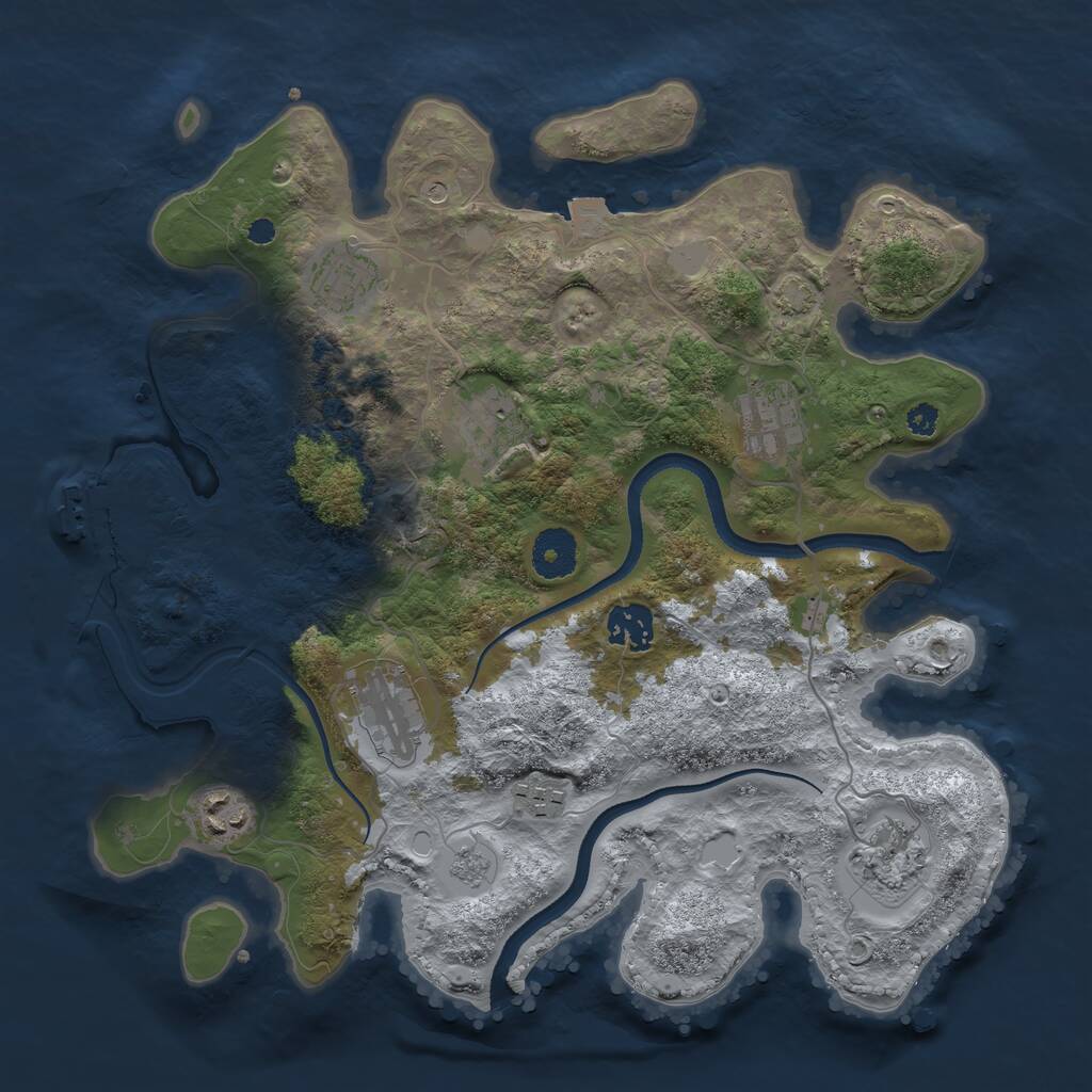 Rust Map: Procedural Map, Size: 3400, Seed: 39473873, 13 Monuments