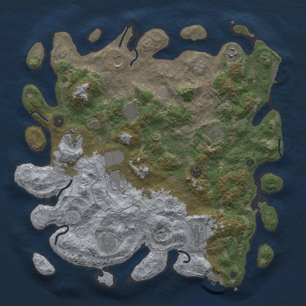 Rust Map: Procedural Map, Size: 4100, Seed: 92066802, 18 Monuments
