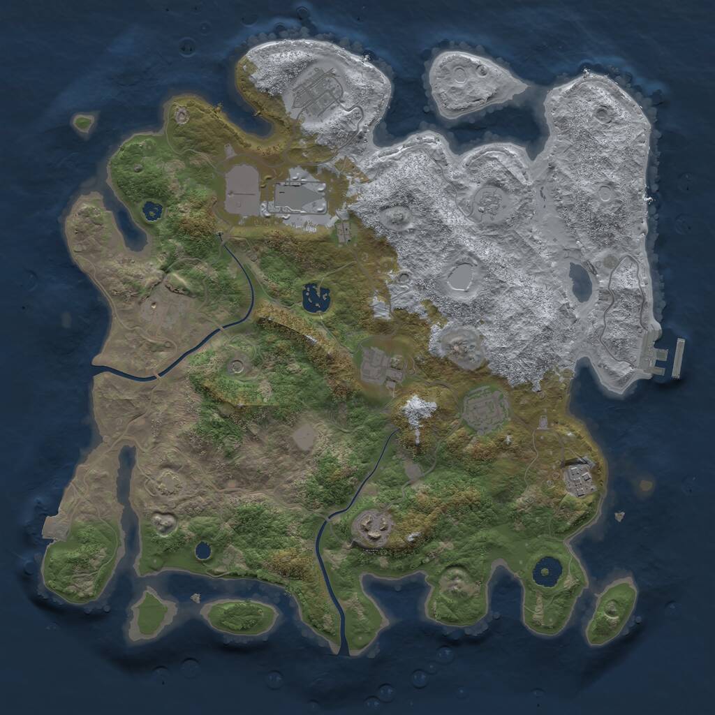 Rust Map: Procedural Map, Size: 3650, Seed: 38764261, 13 Monuments