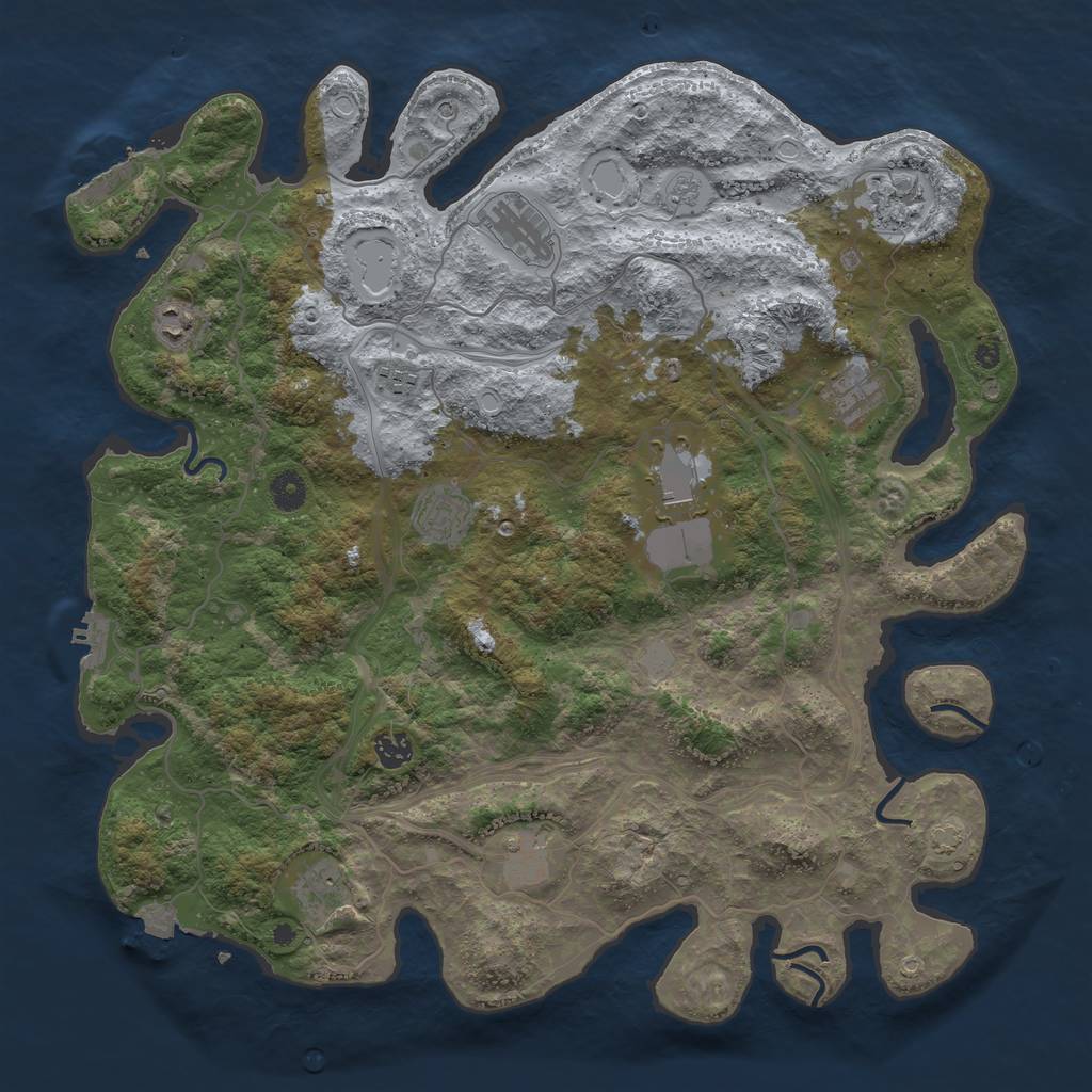 Rust Map: Procedural Map, Size: 4300, Seed: 2032558798, 18 Monuments