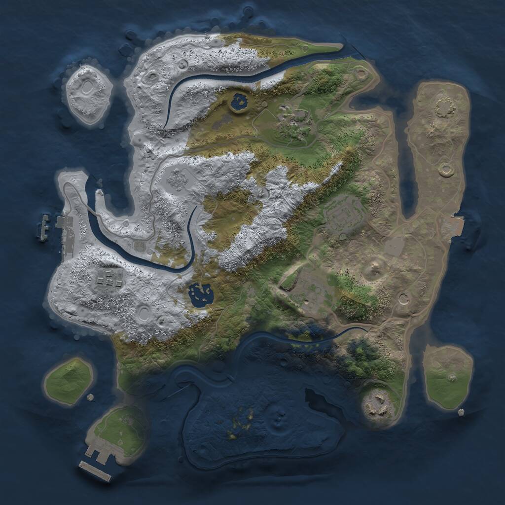 Rust Map: Procedural Map, Size: 3000, Seed: 1024131073, 12 Monuments