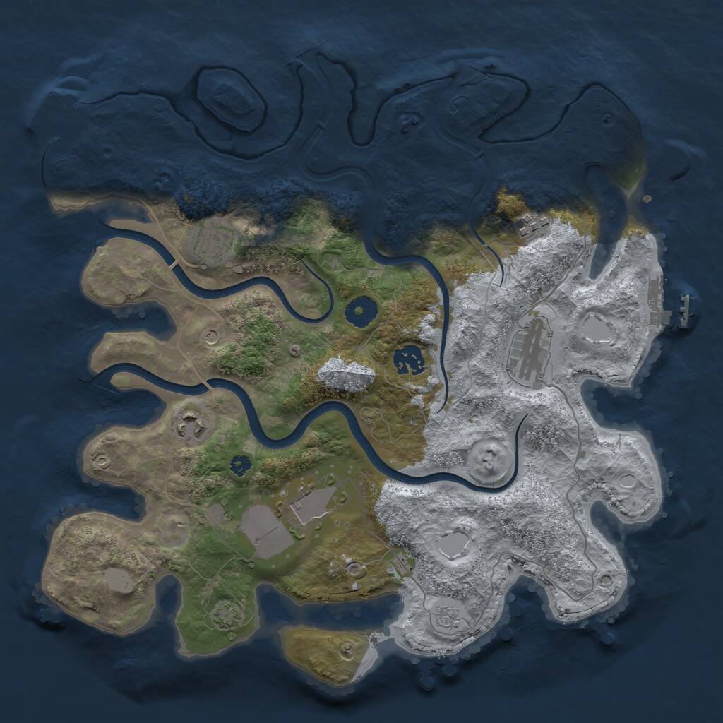 Rust Map: Procedural Map, Size: 3500, Seed: 222448, 12 Monuments
