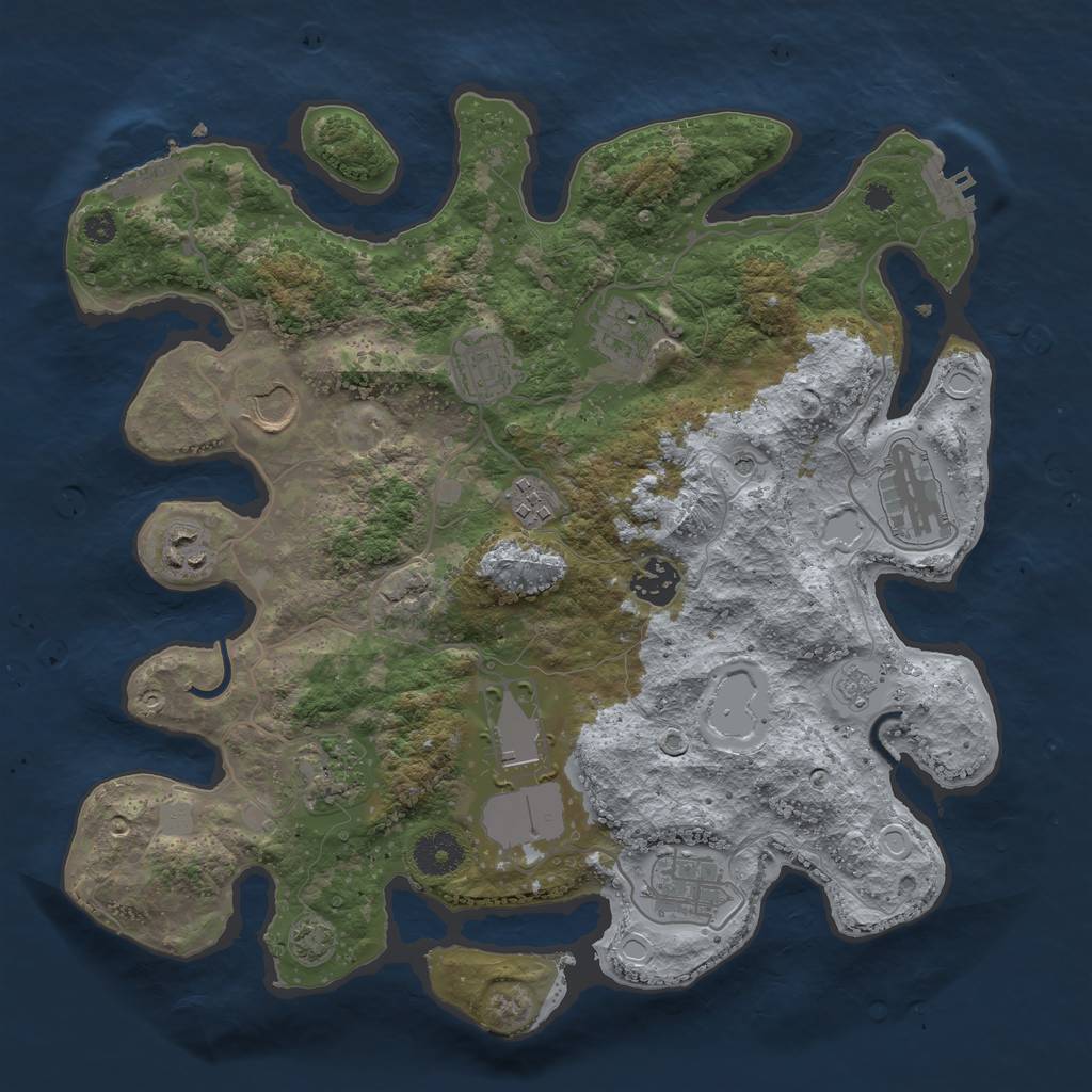 Rust Map: Procedural Map, Size: 3500, Seed: 222448, 18 Monuments