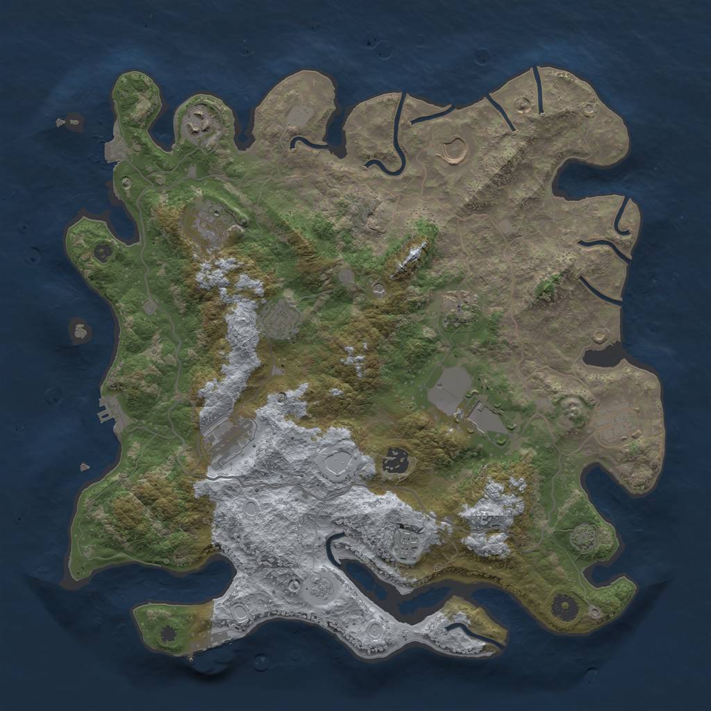 Rust Map: Procedural Map, Size: 4000, Seed: 411880037, 18 Monuments