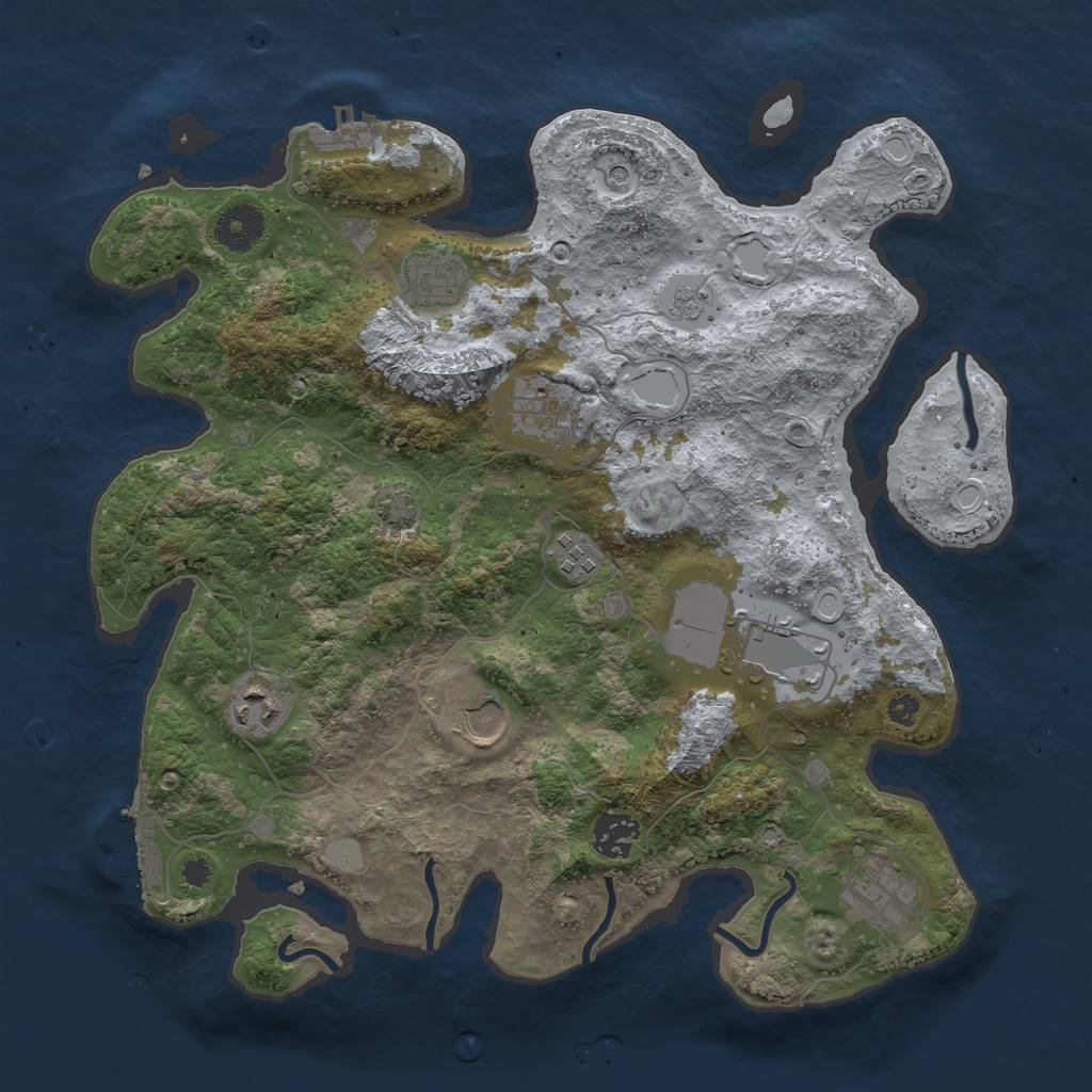 Rust Map: Procedural Map, Size: 3500, Seed: 45645, 16 Monuments