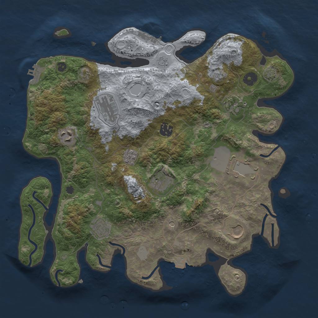Rust Map: Procedural Map, Size: 3500, Seed: 145021093, 17 Monuments