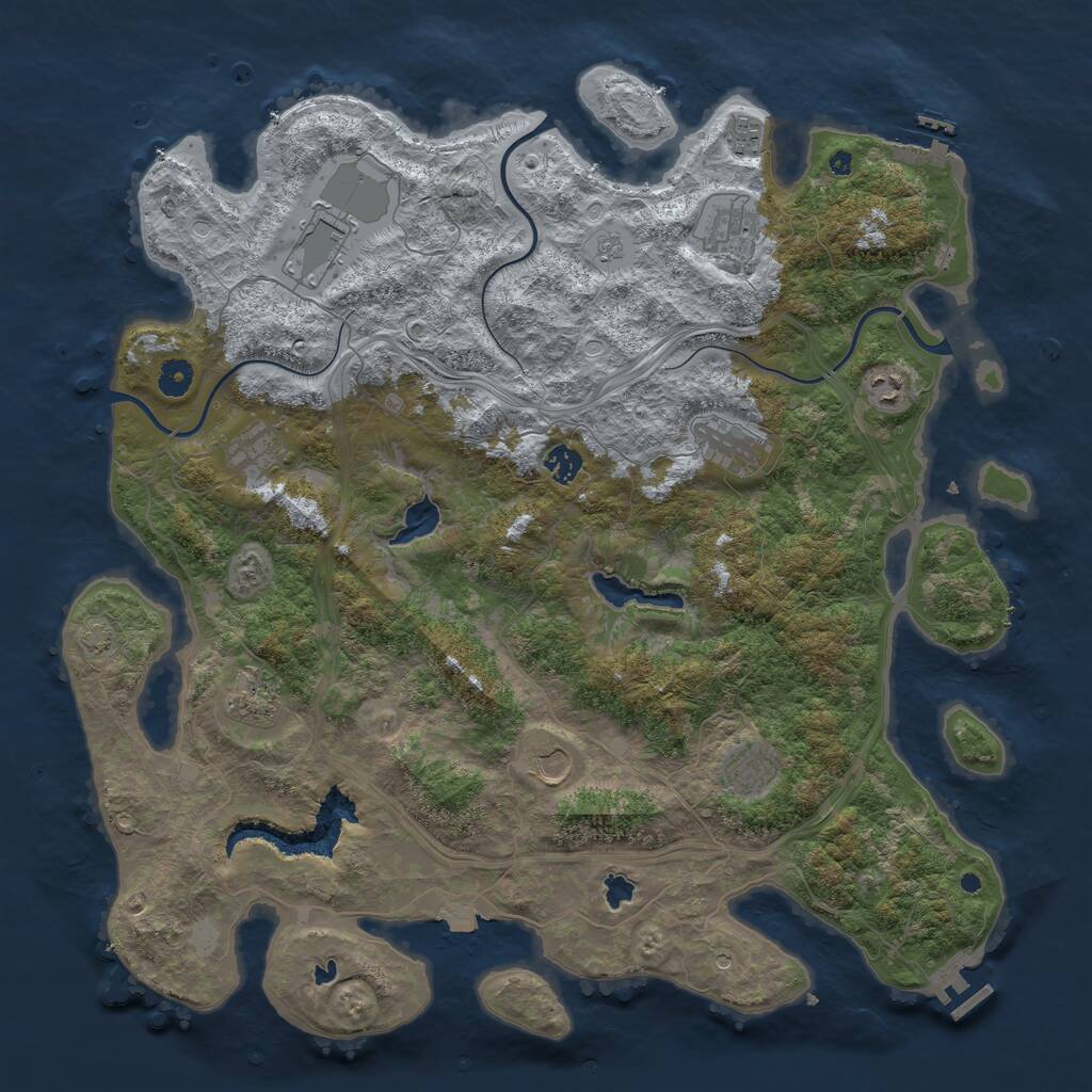 Rust Map: Procedural Map, Size: 4500, Seed: 811763581, 16 Monuments