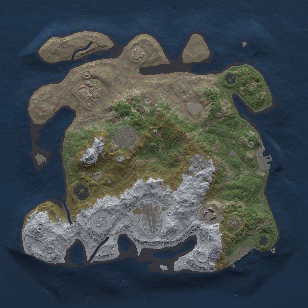 Rust Map: Procedural Map, Size: 3000, Seed: 827156, 13 Monuments