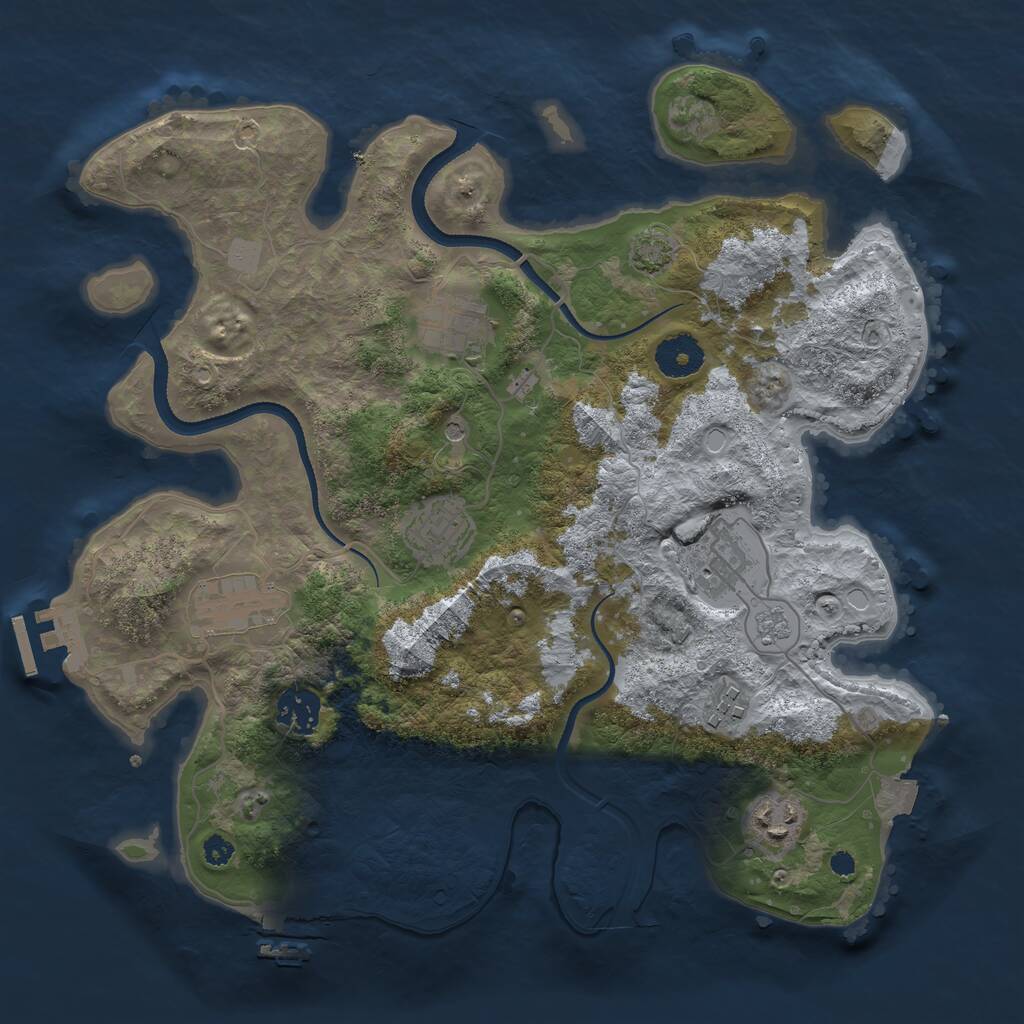 Rust Map: Procedural Map, Size: 3400, Seed: 35173734, 13 Monuments