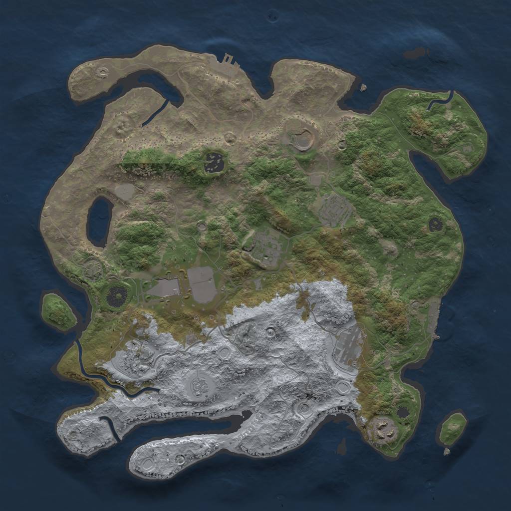 Rust Map: Procedural Map, Size: 3650, Seed: 61974437, 16 Monuments