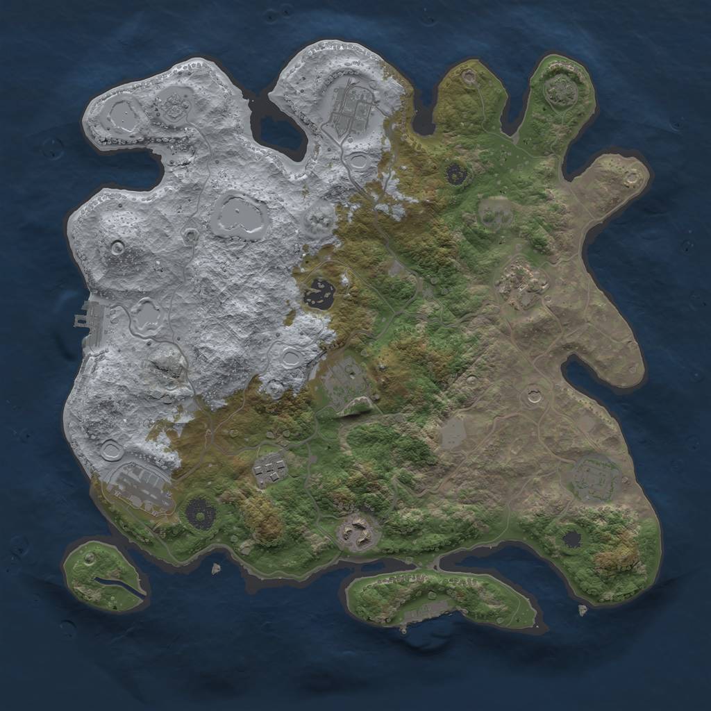 Rust Map: Procedural Map, Size: 3450, Seed: 4952525, 16 Monuments