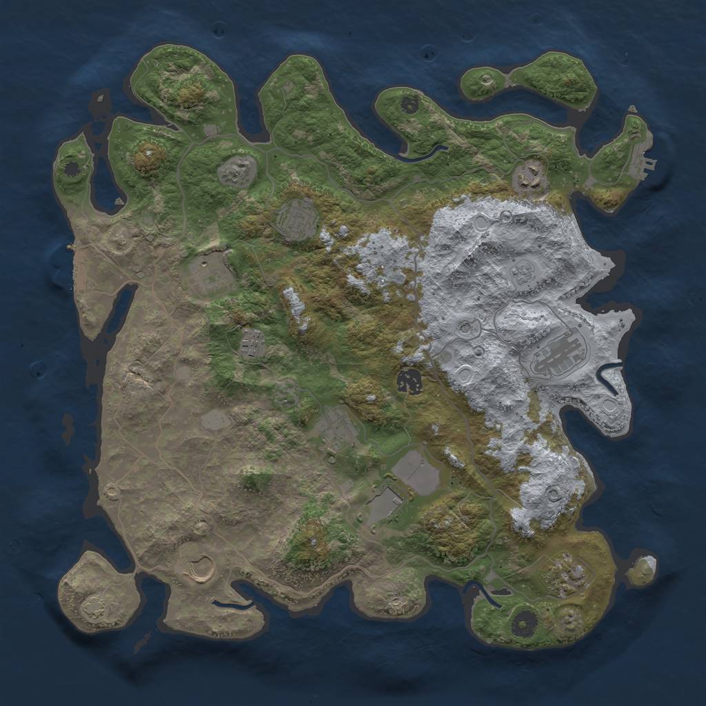 Rust Map: Procedural Map, Size: 4000, Seed: 81130606, 18 Monuments
